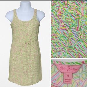 Lilly Pulitzer Sleeveless Knit Dress Lighthouse Print Medium Elastic Waist